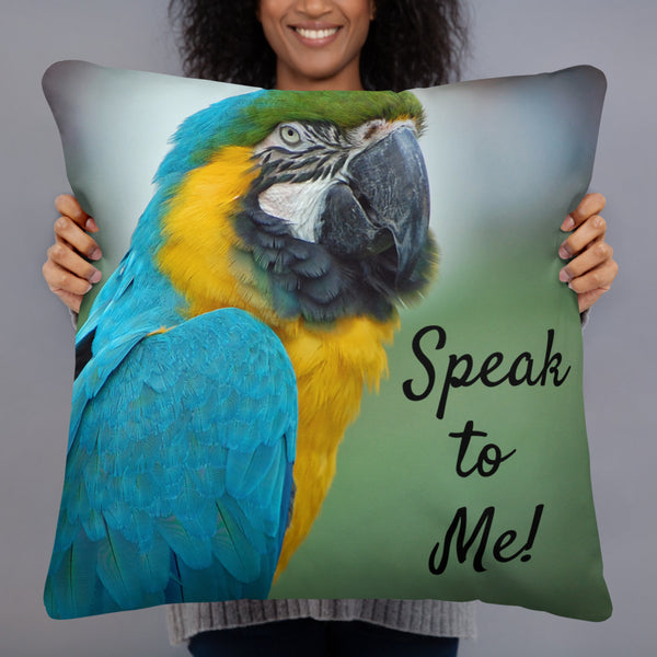 Scarlet Macaw Speak to Me Pillow