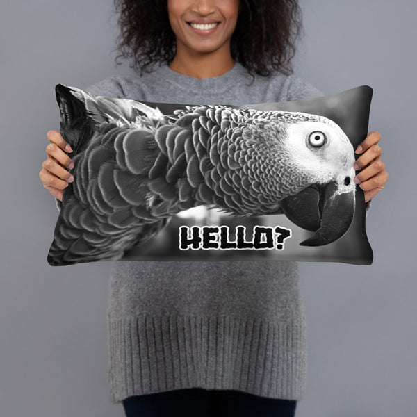 African Grey Hello Pillow