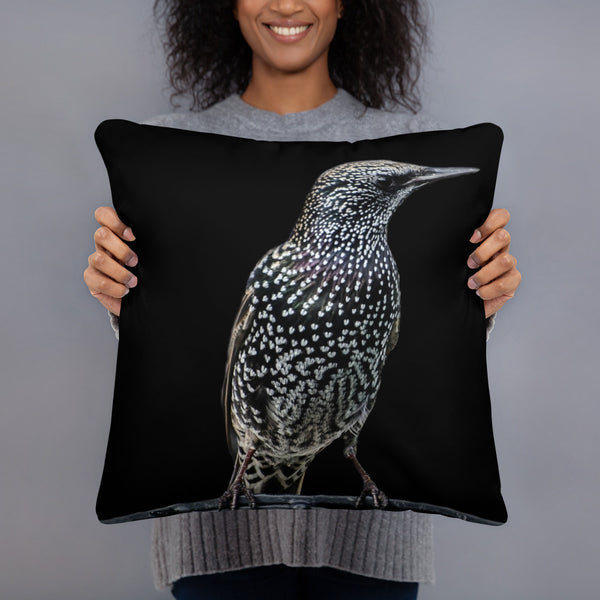 European Starling Pillow - Black