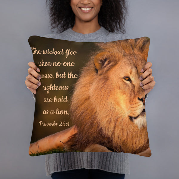 Proverbs 28:1 Lion Pillow
