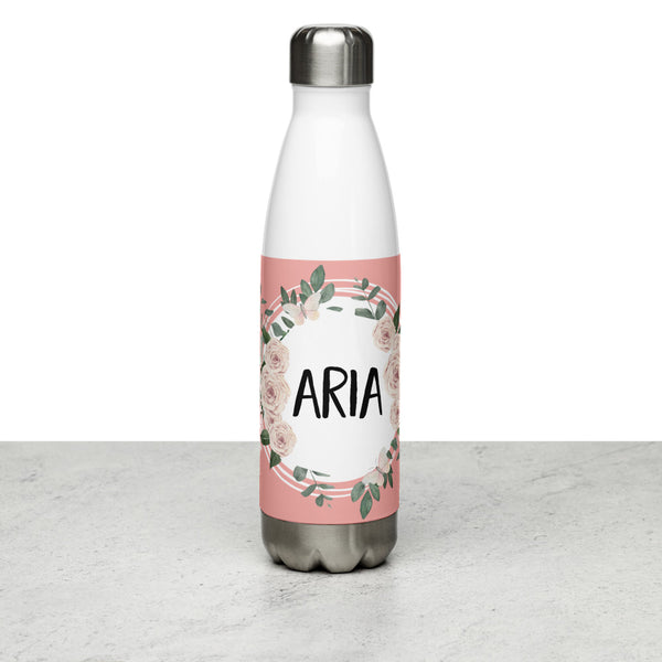 Aria Floral Stainless Steel Water Bottle: The Renee Collection